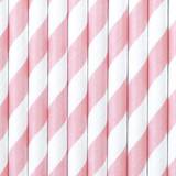 Stribede Tallerkener, Glas & Bestik PartyDeco Straws White/Light Pink 10-pack