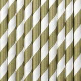 Sugerør PartyDeco Straws White/Gold 10-pack