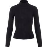 Dame - Polotrøjer - Viskose Sweatere Pieces Knitted Pullover - Black