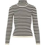 Polokrave - Polyester Overdele Pieces Knitted Pullover - Black/Stripes with Birch Stripes