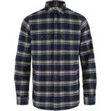 Herre - Polyester Skjorter Fjällräven Övik Heavy Flannel Shirt - Dark Navy/Buckwheat Brown