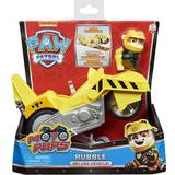Figurer Spin Master Paw Patrol Moto Pups Rubbles Deluxe Pull Back Motorcycle Vehicle with Wheelie Feature & Figure