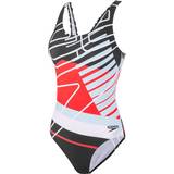 Speedo Women's Placement U-Back Swimsuit - Revival Black/White/Sky