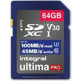 Integral 64 GB Hukommelseskort & USB Stik Integral SDXC Class 10 UHS-I U3 V30 100MB/s 64GB