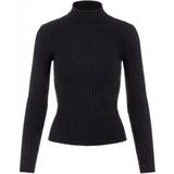 Dame - Nylon - Sort Sweatere Pieces Crista Knitted Pullover - Black