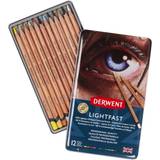 Derwent Akvarelmaling Derwent Lightfast Coloured Pencils 12 Tin