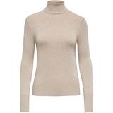 Elastan/Lycra/Spandex - Polokrave Overdele Only Venice Rollneck Knitted Pullover - White/Whitecap Gray