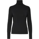 Elastan/Lycra/Spandex - Polokrave Overdele Only Venice Rollneck Knitted Pullover - Black/Black