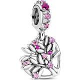 Rosa Charms & Vedhæng Pandora Pink Heart Family Tree Dangle Charm - Silver/Pink/Purple