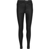 One Size - Polyuretan Tøj Noisy May Callie Coated High Waist Skinny Jeans - Black