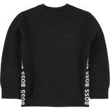 Sort Striktrøjer HUGO BOSS Logo Detail Knitted Sweater - Black (J25L89-09B)