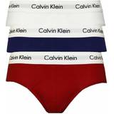 Calvin Klein Herre - Rød Underbukser Calvin Klein Cotton Stretch Hip Brief 3-pack - White/Red Ginger/Pyro Blue