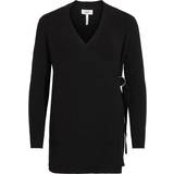 Polyester - Slå om Overdele Object Fae Thess Wrap-Knitted Cardigan - Black
