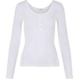 Pieces U-udskæring Overdele Pieces Kitte Button Front Ribbed Top - Bright White