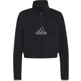 adidas Women Brand Love Polar Fleece Embroidered Logo Half Zip Sweatshirt - Black/White/Halo Blush