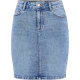 Elastan/Lycra/Spandex - Knapper Nederdele Pieces Lili Denim Skirt - Light Blue Denim