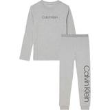 Grå Nattøj Calvin Klein Boy's LS Logo Jersey Pyjama Set - Grey Heather (B70B700356)