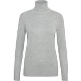 Dame - Grå - Polotrøjer Sweatere Saint Tropez Mila Knitted Rollneck - Pearl Grey Mel