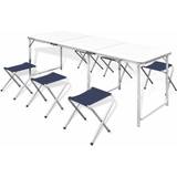 Campingmøbler vidaXL Foldable Camping Table Set with 6 Stools 180 x 60cm