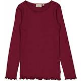 74 - Blonder Overdele Wheat Rib T-Shirt Lace LS - Red Plum (0151e/4151e-007-2390)