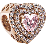 Pandora Rosa Smykker Pandora Sparkling Levelled Heart Charm - Rose Gold/Pink