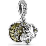 Pandora Gul Charms & Vedhæng Pandora Disney Beauty And The Beast Dancing Dangle Charm - Silver/Yellow