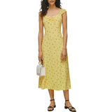 8 - Dame - Gul Kjoler Whistles Forget Me Not Print Midi Dress - Yellow/Multi