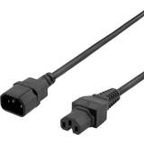 Deltaco Forlængerledninger Deltaco extension cord IEC C15 IEC C14, 1m, black