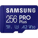 Samsung 256 GB Hukommelseskort Samsung PRO Plus microSDXC Class 10 UHS-I U3 V30 A2 160/120MB/s 256GB +SD Adapter