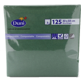 Duni Tallerkener, Glas & Bestik Duni Servietter, 33x33 Mørkegrøn 3-lags (125 Stk/pk)