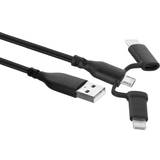 Ewent USB A Kabler Ewent USB A-USB Micro B/USB C/Lightning 1m
