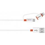 Rejseadaptere på tilbud Skross Sync/Charge 2-i-1 MicroUSB & Lightning-stik Ledning