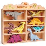 Træfigurer Wooden Dinosaur Animal Shelf