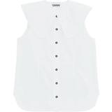32 - Dame - Flæse Overdele Ganni Cotton Poplin Sleeveless Shirt - Bright White