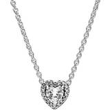 Pandora Halskæder Pandora Elevated Heart Necklace - Silver/Transparent