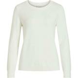Vila Dame Sweatere Vila Ril Round Neck Knitted Pullover - White/White Alyssum