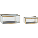 Glas - Messing Kasser & Kurve Hübsch Ripple Opbevaringsboks 2stk