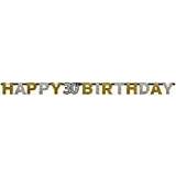 Amscan 30th Happy Birthday Letter Banner Glittery Gold-2.14m x 17cm-1 Pc