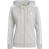32 - Grå - XL Sweatere adidas Women Essentials French Terry 3-Stripes Full-Zip Hoodie - Medium Grey Heather/White