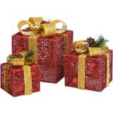 Rød - Stof Julebelysning vidaXL Gift Boxes Julelampe 20cm 3stk