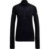 Dame - Nylon Svedundertøj adidas Primeknit Mid Layer Shirt Women - Black Melange/Grey