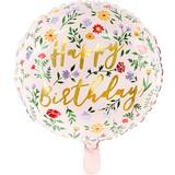 PartyDeco Folieballon Blomstret Happy Birthday