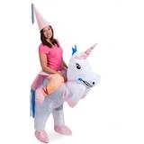 Folat oppusteligt kostume Unicorn dame hvid/pink one-size
