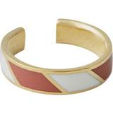 Rød Ringe Design Letters Striped Candy Ring - Gold/Red/White