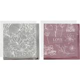 Dekorationsfolie og design limark, ark 15x15 cm, sølv, rosa, blomster, 4ark