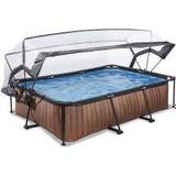 Pools Exit Toys Rectangular Wood Pool with Filter Pump & Roof 3x2x0.65m