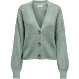 Dame - Grøn - Knapper Trøjer Only Carol Texture Knitted Cardigan - Green/Chinois Green