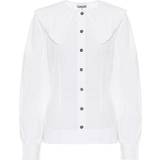 32 - Slids Overdele Ganni Cotton Poplin Fitted Shirt - Bright White