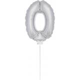 Folat Folie ballon på pind sølv 0 tal 36 cm