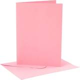 Creativ Company Cards and envelopes, card size 12,7x17,8 cm, envelope size 13,3x18,5 cm, 220 g, rose, 4 set/ 1 pack